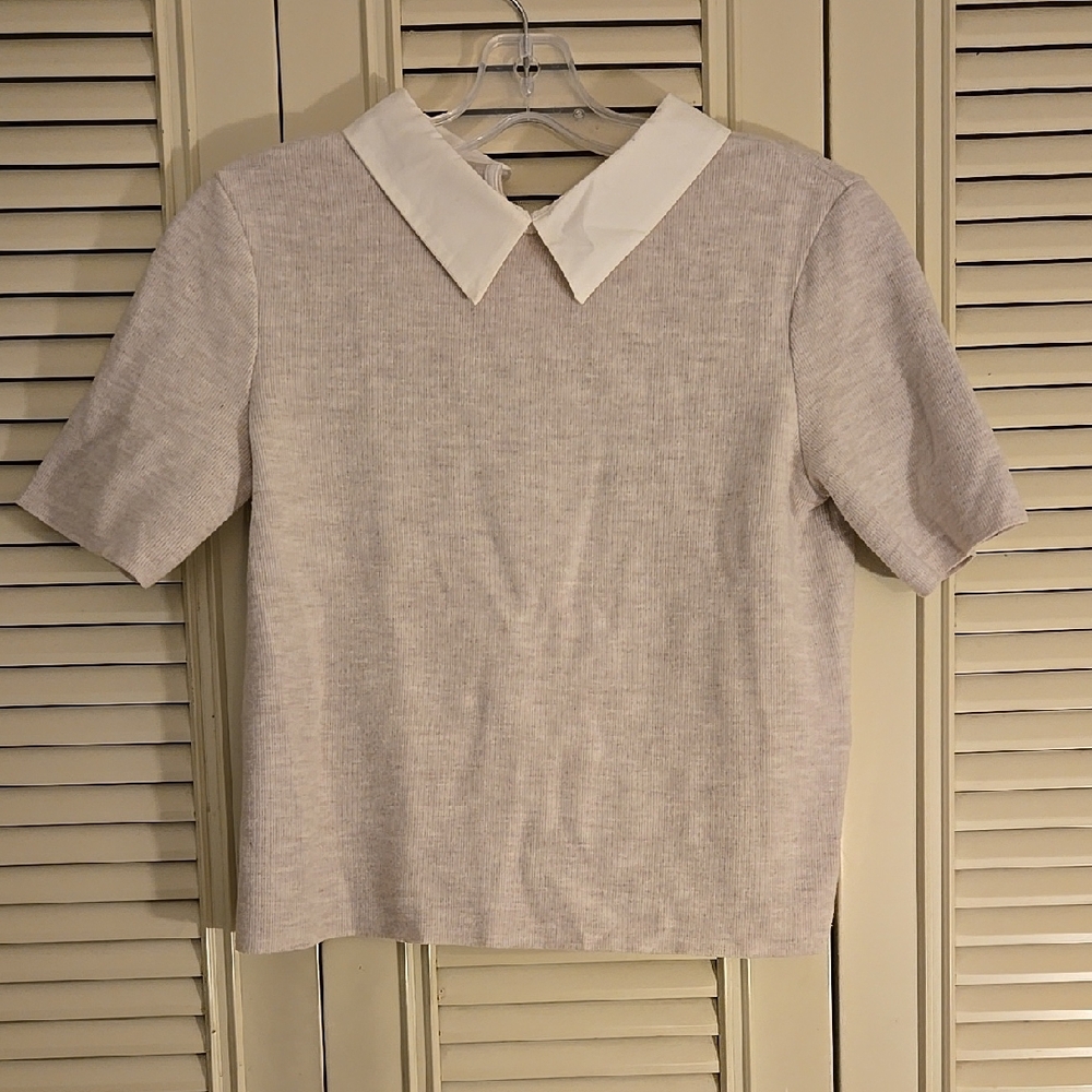 Zara - Women's White Collared Top - Size S